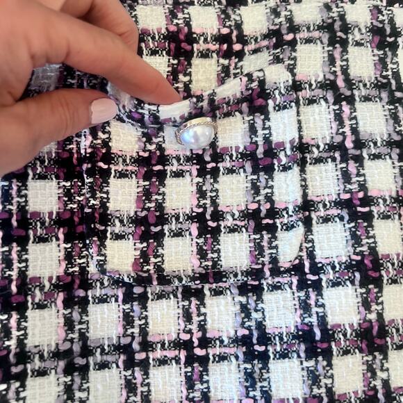 MAISON D'AMELIE TWEED STRAIGHT PLAID MINI SKIRT FRONT POCKETS SIZE 6 - Picture 5 of 9